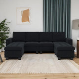 Velvet U Shaped Sectional Sofa Couch with Storage Ottoman Convertibel Sectional Sofa