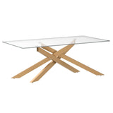 Rectangle Modern Coffee Table, Tempered Glass Top and Metal Tubular Leg,