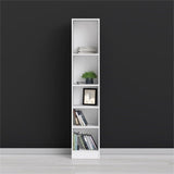 5 Shelf Narrow Contemporary Bookcase in White