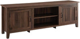 Farmhouse Rustic Wood Barn Door 70" TV Stand Console with Storage in Rustic Gray