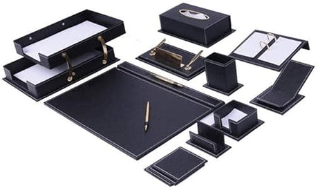 Desk Organizers - Desk Accessories - Leather Desk Organizer - Bonded Leather Desk Set - Home Office Accessories