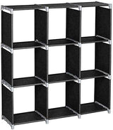 Cube Storage Shelves, Black Cube Bookcase Multifunctional Assembled 3 Tiers 9 Compartments Storage Organizer Cubes in Living Room, Bedroom (Black)