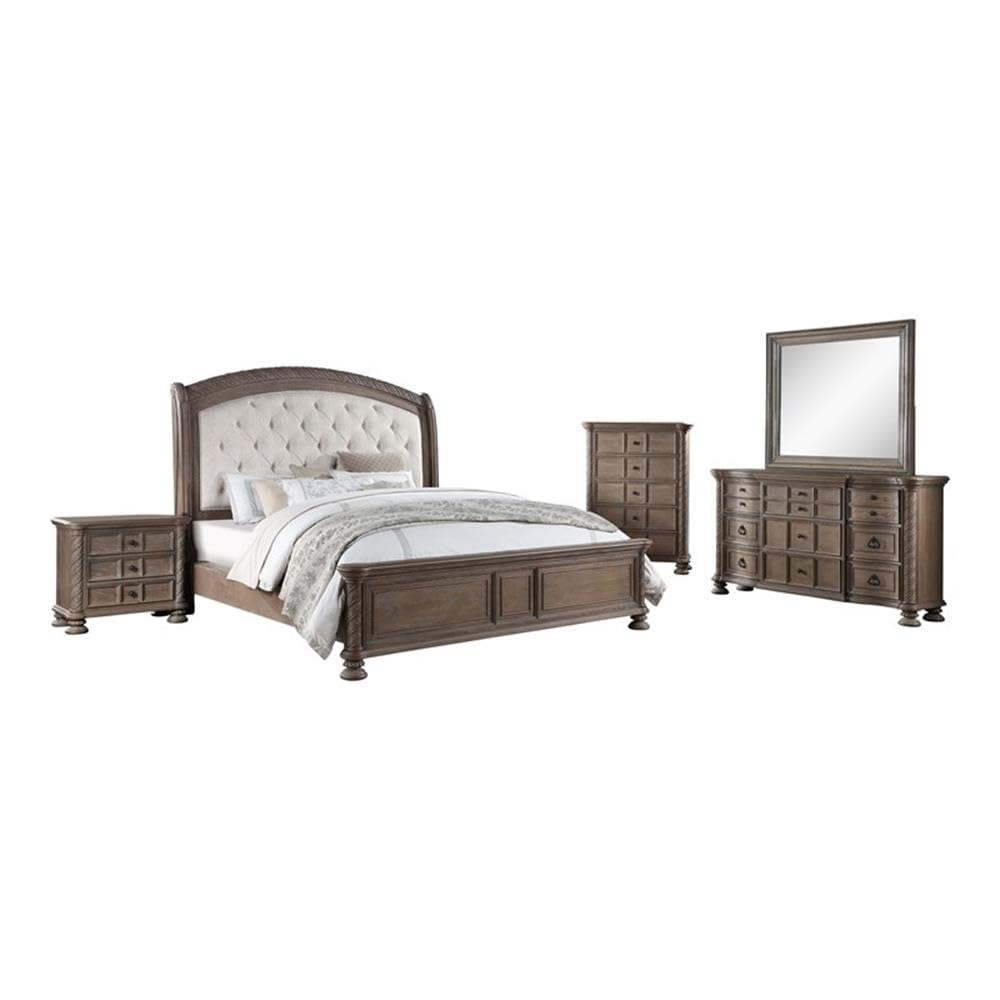 Emmett Queen Bed 5-Piece Set, Walnut