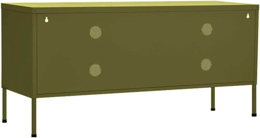 Steel TV Stand with Adjustable Levelers, Olive Green, 41.3"x13.8"x19.7"