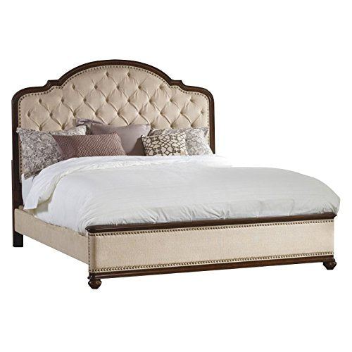 Leesburg Tufted Fabric Upholstered King Bed in Mahogany