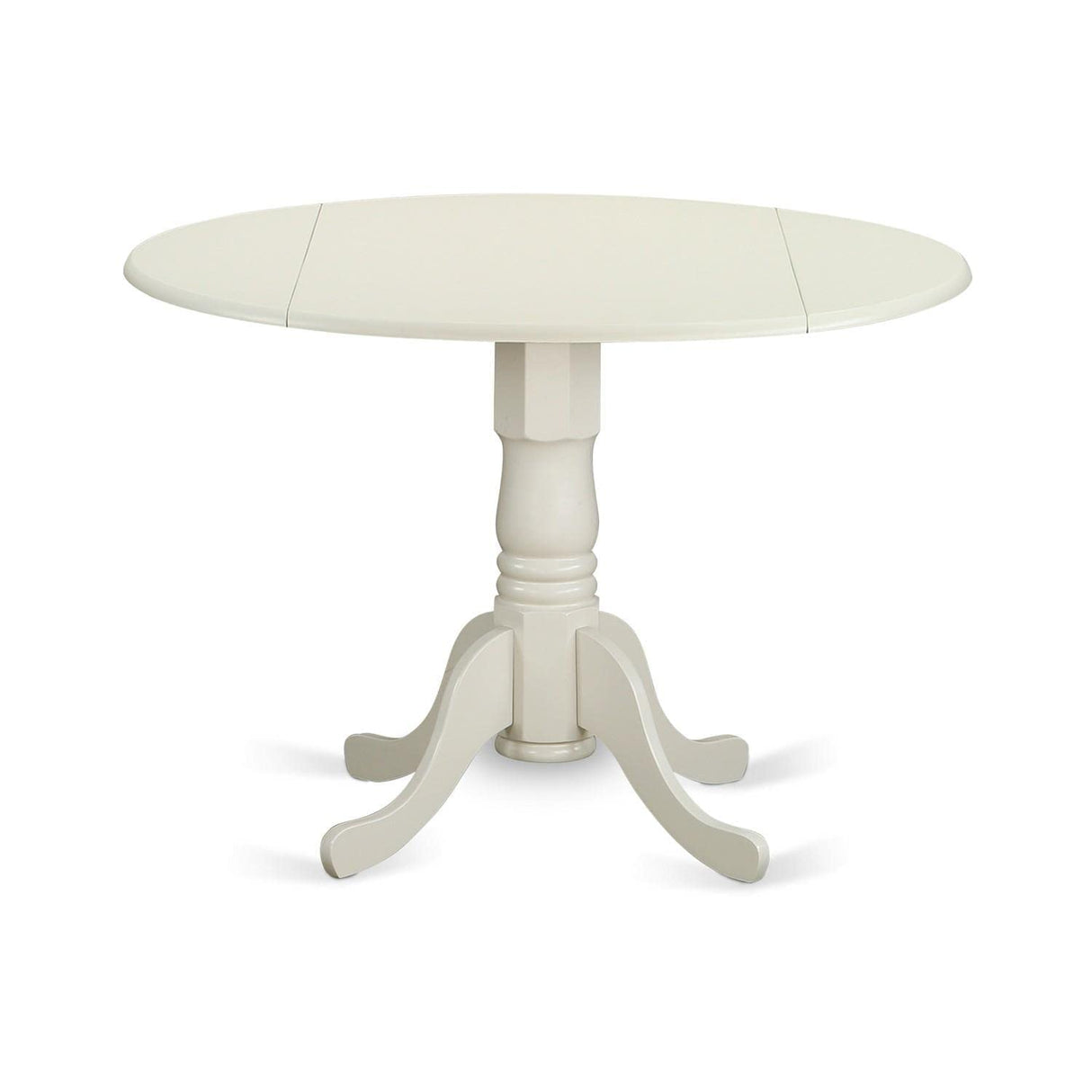 DLT-WHI-TP Dublin Modern Kitchen Table - a Round Dining Table Top with Dropleaf & Pedestal Base,