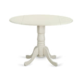 DLT-WHI-TP Dublin Modern Kitchen Table - a Round Dining Table Top with Dropleaf & Pedestal Base,