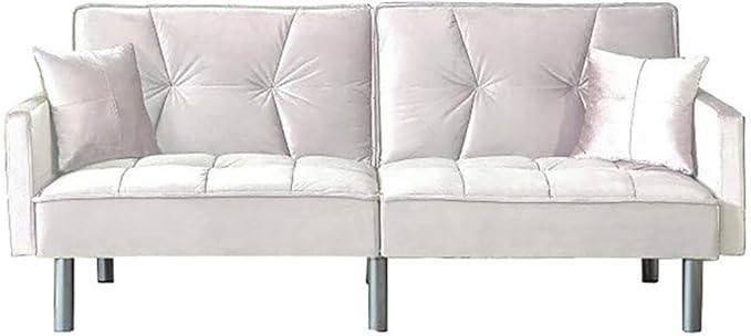 75.6" Convertible Modern Wood & Velvet Fabric Sofa Bed in Purple