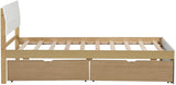 Bed Frame, with 2 Drawers, White High Gloss Headboard Footboard, No Spring Box Needed,
