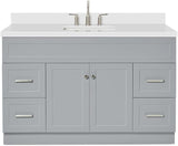 Hamlet 55" White Bathroom Vanity with Sink, 1.5" Edge Pure White