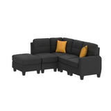 Modular Sofa Couch 4 Seat Sectional with Storage Ottoman, Velvet Reversible L Shaped