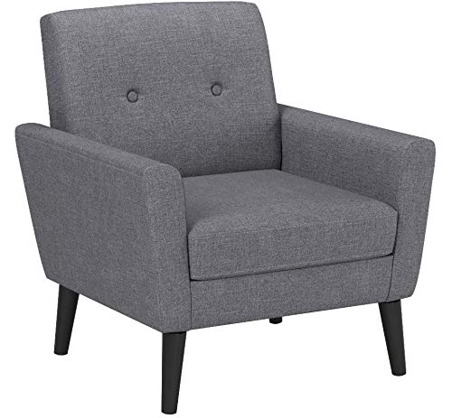 Sienna Mid-Century Modern Fabric Club Chair, Dark Grey