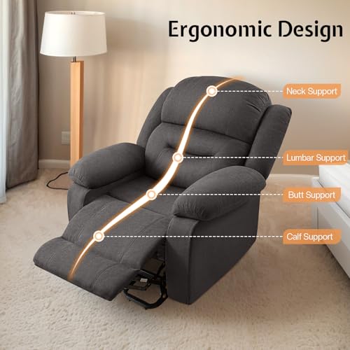 Lift Recliner Chair for Elderly, Adults Electric Reclining Chairs with Remote Control, Side Pockets, Motorized Sofa for Living Room Bedroom, Infinite Position, Black