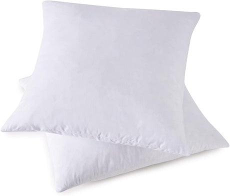 HOMESJUN Throw Couch Pillows Inserts, Set of 2 Down Feather Pillows Inserts Bed and Cotton Cover, 18x18 Inches