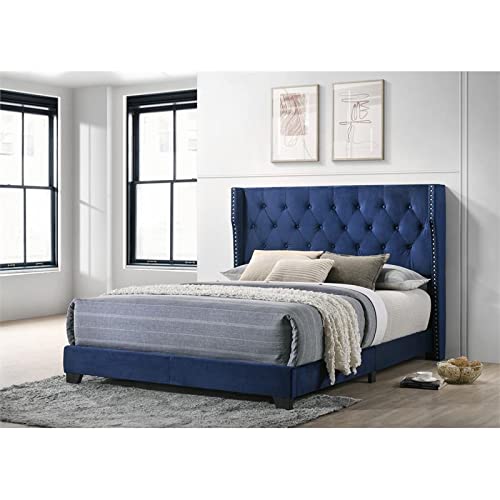 Panel Bed, Full, Navy Blue