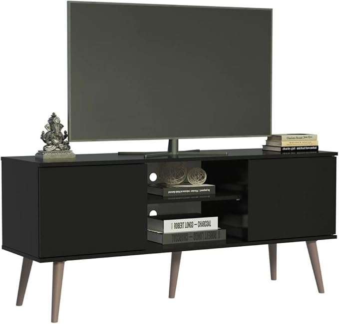 Console with 2 Doors and 2 Shelves with Cable Management for 50, 55 Inch Media Storage