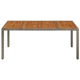 Patio Table with Wooden Top Gray 74.8"x35.4"x29.5" Poly Rattan
