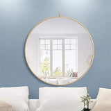 32" Contemporary Metal Frame Hooked Mirror in Brass