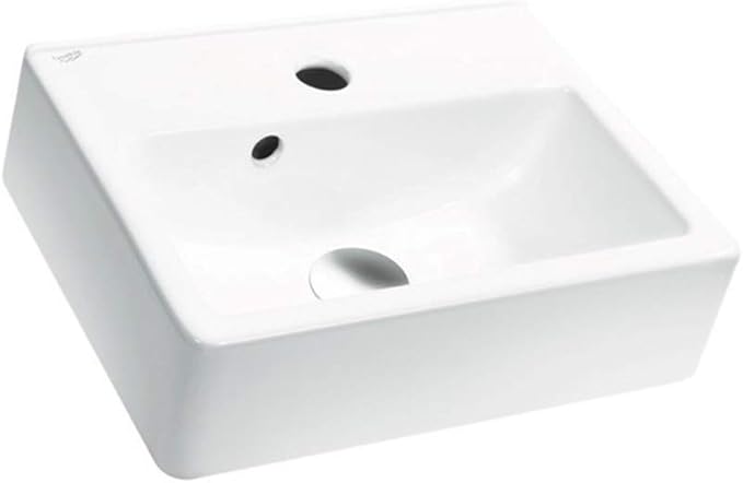 001400-U-One Hole Mini Rectangle Ceramic Wall Mounted/Vessel Sink, White