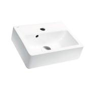 001400-U-One Hole Mini Rectangle Ceramic Wall Mounted/Vessel Sink, White