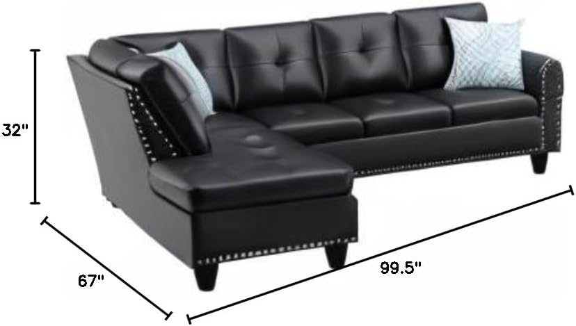 99.5" W x 67" D Transitional PU Faux Leather Sectional Sofa with Chaise Lounge & Storage