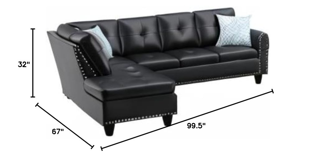 99.5" W x 67" D Transitional PU Faux Leather Sectional Sofa with Chaise Lounge & Storage