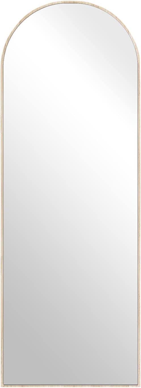 Arch Floor Mirror  Modern Arched-Wood Crowned Full Length Mirror