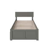 Wood Twin-XL Platform Panel Bed with Trundle in Gray