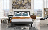 Roma Furniture Twin Upholstered Tufted Headboard & Bed Frame-32 Tall Stitched Platform