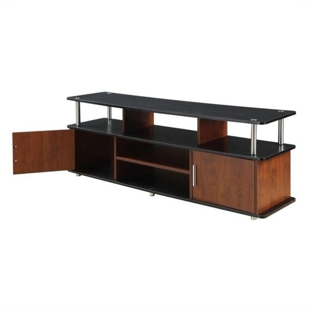 Modern Wood TV Stand for TVs up to 59" in Cherry/Black