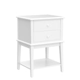 White Nightstand with 2 Drawers Tall 28", Modern Large End Table Living Room