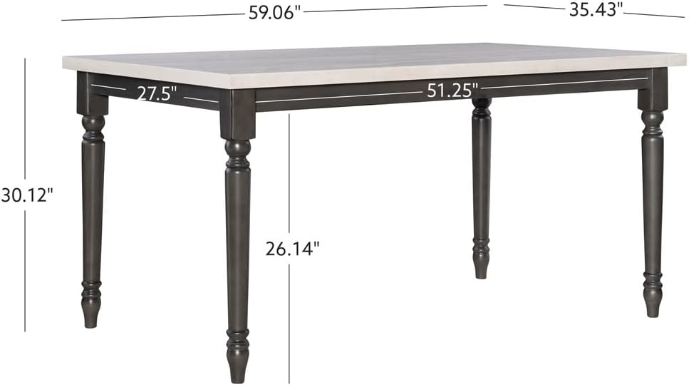 Piece Dining Set with Dark Grey Base and Smokey White Top Includes Dining Table Four