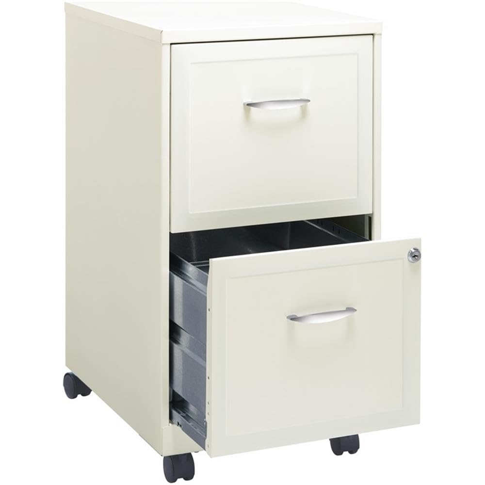 2-Drawer Contemporary Metal Mobile Vertical File Cabinet in White