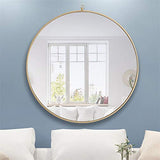 36" Contemporary Metal Frame Hooked Mirror in Brass