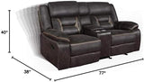 Greer Upholstered Motion Reclining Loveseat, Brown