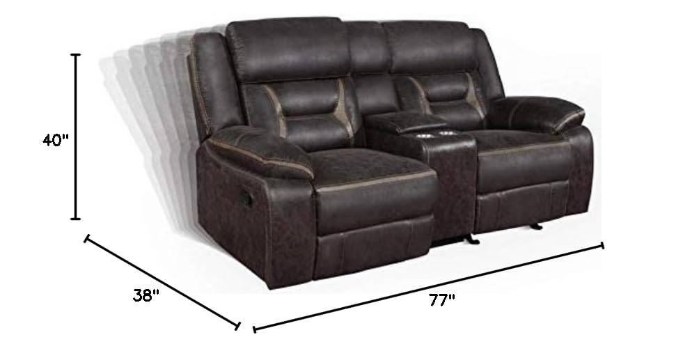 Greer Upholstered Motion Reclining Loveseat, Brown