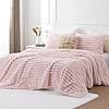 Night Stripes Fleece Queen Comforter Set -Super Soft & Warm Fluffy Bedding