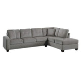 Emilio Velvet Upholstered Reversible Sectional in Taupe