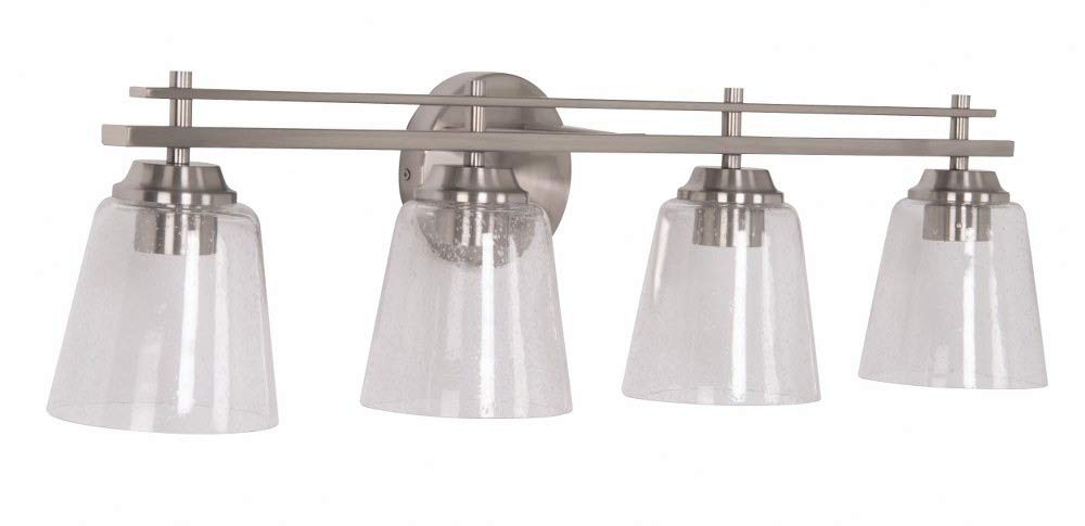 19633BNK4 Drake Minimalist Rail Silhouette & Clear Seeded Glass Globes Vanity Bath Wall