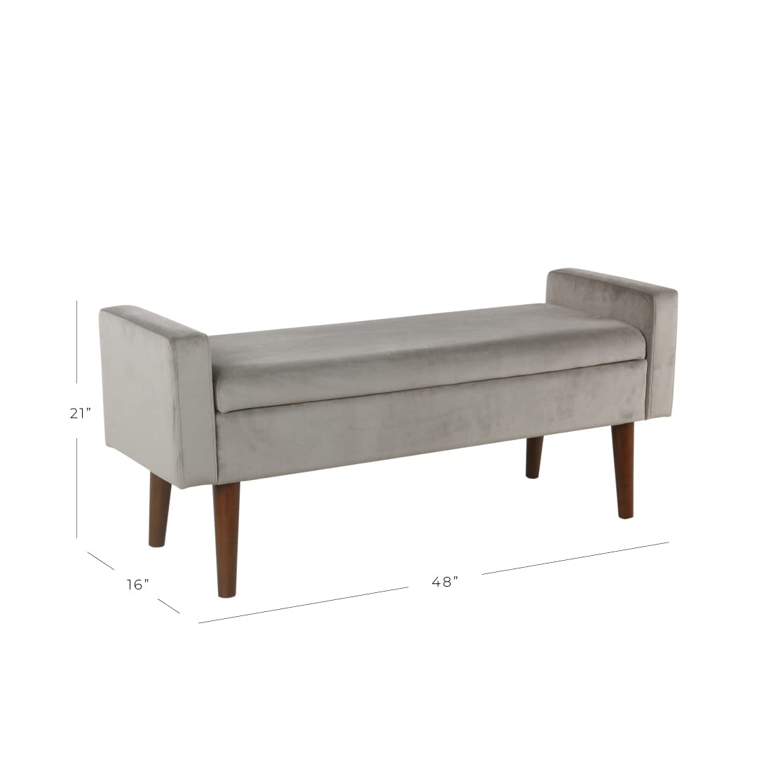 Round Ottoman Storage Bench, Dark Grey