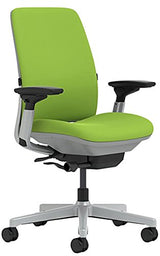 Amia Chair with Platinum Base & Hard Floor Casters, Wasabi