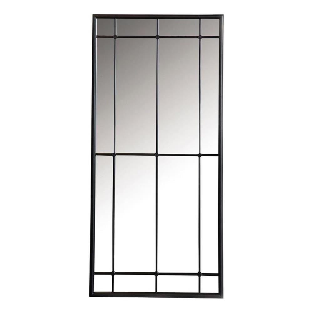 Contemporary Rectangular Glass Window Pane Wall Mirror in Black