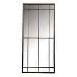 Contemporary Rectangular Glass Window Pane Wall Mirror in Black