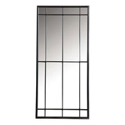 Contemporary Rectangular Glass Window Pane Wall Mirror in Black