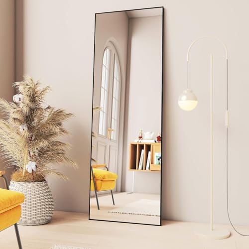 Full Length Standing Mirror 59"x16" - Black Rectangular Floor Mirror