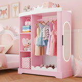 Kids Armoire with Jewelry Cabinet, Dress up Storage with Mirror and Shelves