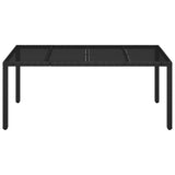 Patio Table with Glass Top Black 74.8"x35.4"x29.5" Poly Rattan
