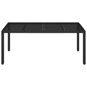 Patio Table with Glass Top Black 74.8"x35.4"x29.5" Poly Rattan