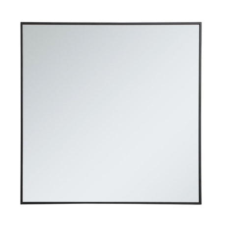 Eternity 36" Square Contemporary Metal Frame Mirror in Black