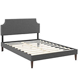 Laura Fabric Platform Bed with Squared Tapered Legs, King, Gray